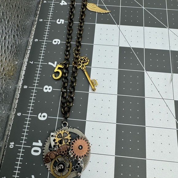 One of a kind Steampunk, Silver, Antique Bronze, Pendant necklace - Picture 12 of 16